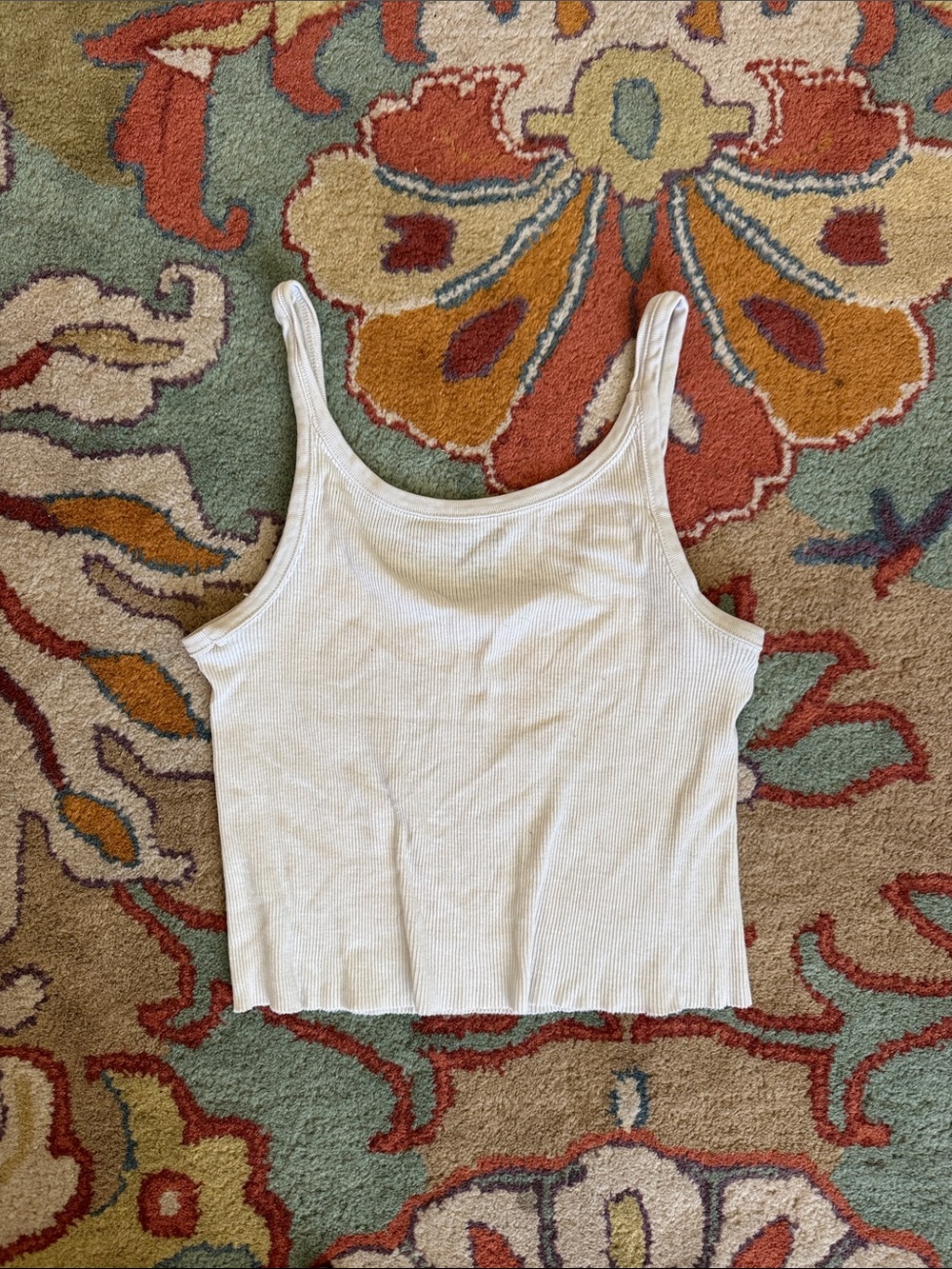 Brandy Melville White Ribbed Tank Top with Black 'Southside Guitars' Graphic - Picture 3 of 3